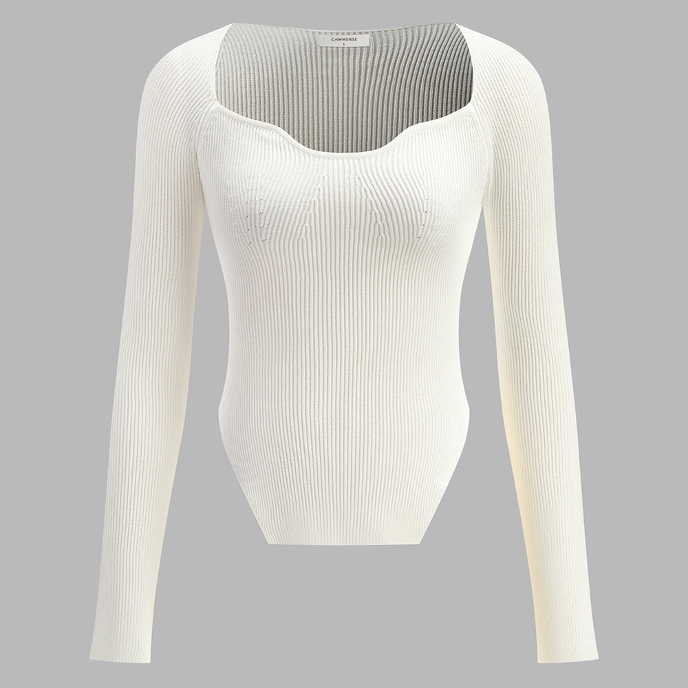 Commense Cream Ribbed Knit Top - Picture 3 of 12